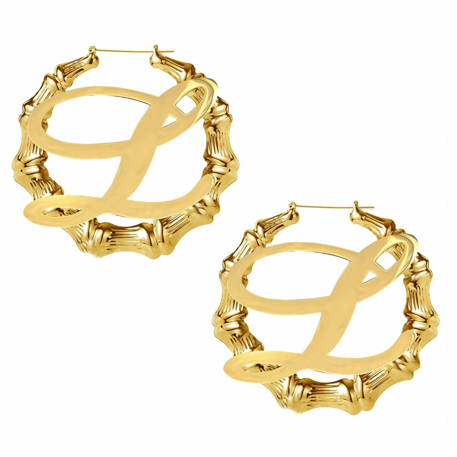 Europe And The United States New DIY Letters Stainless Steel Bamboo Earrings