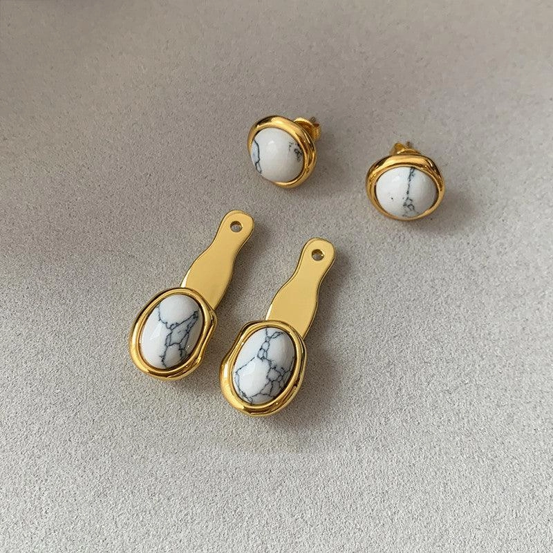 European And American Colored Natural Tiger Eye Stone Retro Earrings Female