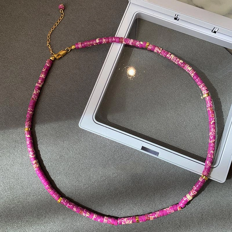 European And American Ins Natural Stone Colored Beaded Necklace Female