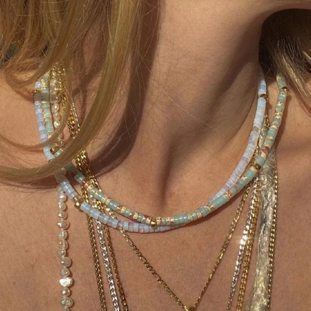 European And American Ins Natural Stone Colored Beaded Necklace Female 