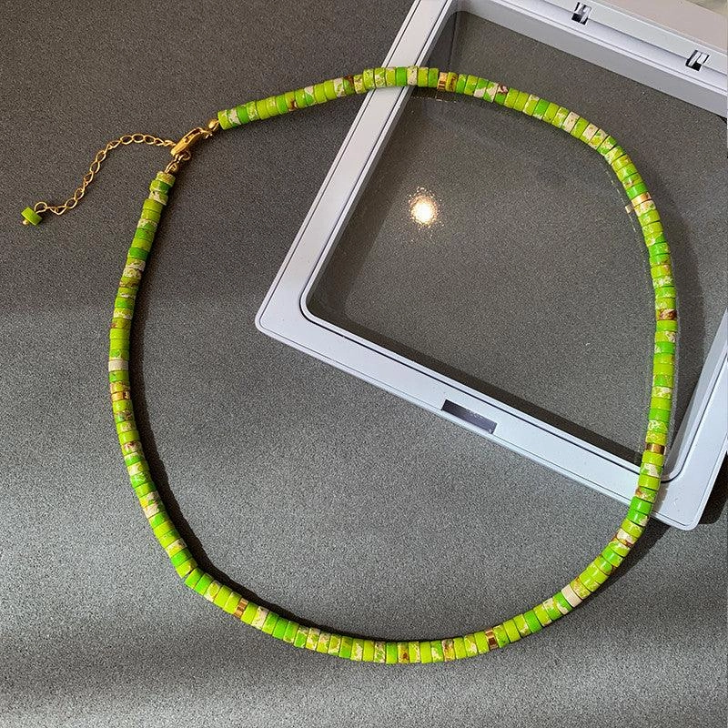 European And American Ins Natural Stone Colored Beaded Necklace Female