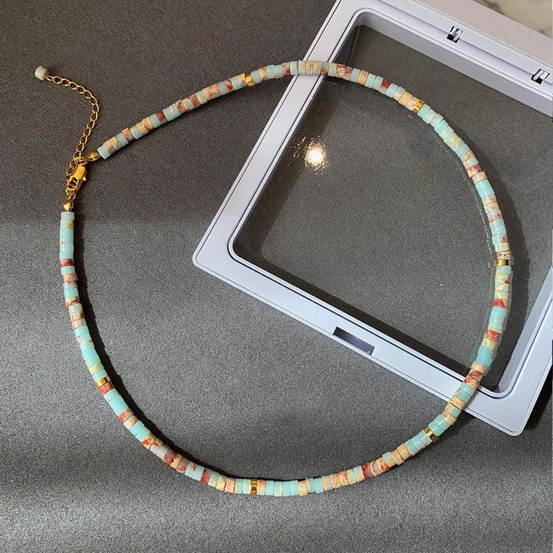 European And American Ins Natural Stone Colored Beaded Necklace Female