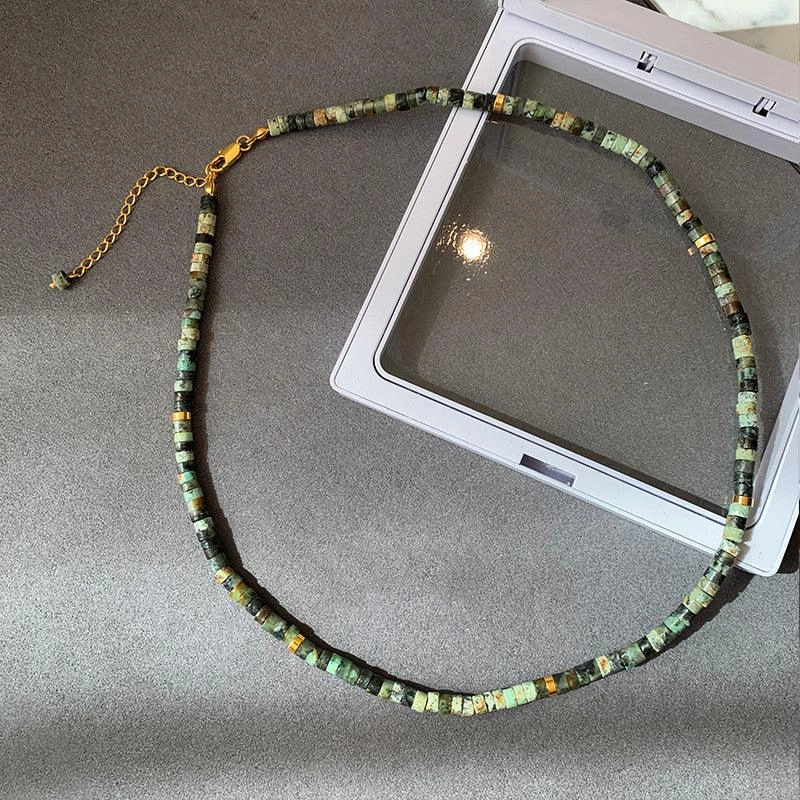 European And American Ins Natural Stone Colored Beaded Necklace Female