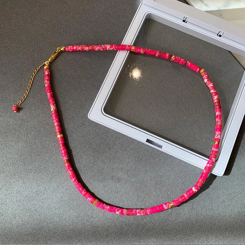 European And American Ins Natural Stone Colored Beaded Necklace Female