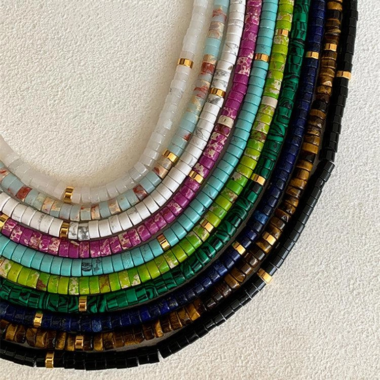 European And American Ins Natural Stone Colored Beaded Necklace Female