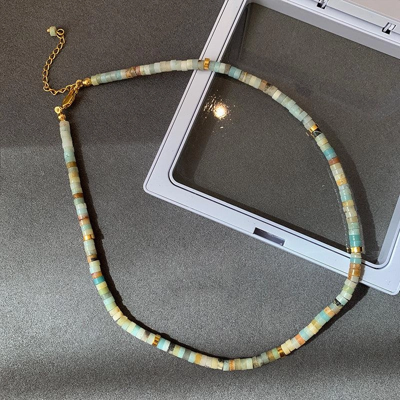 European And American Ins Natural Stone Colored Beaded Necklace Female