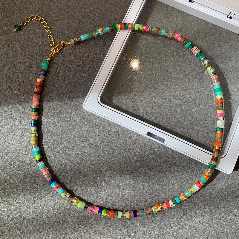 European And American Ins Natural Stone Colored Beaded Necklace Female