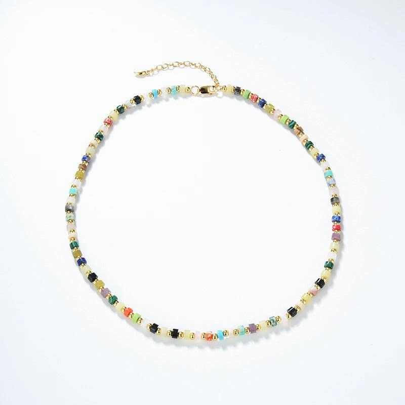 European And American Multi Gem Turquoise Shoushan Stone Necklace