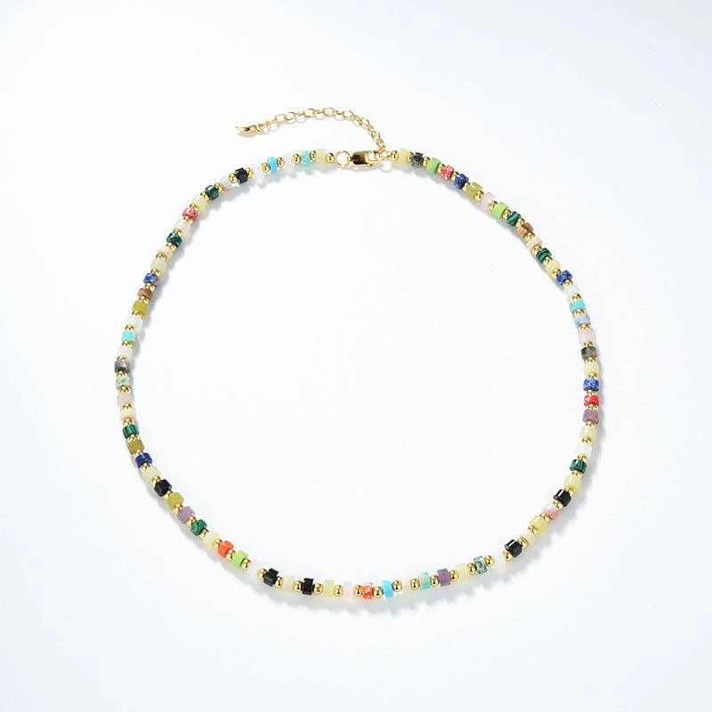 European And American Multi Gem Turquoise Shoushan Stone Necklace