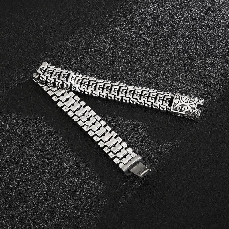 European And American Popular Simplicity Domineering Personalized Hip Hop Flower Men's Titanium Steel Bracelet