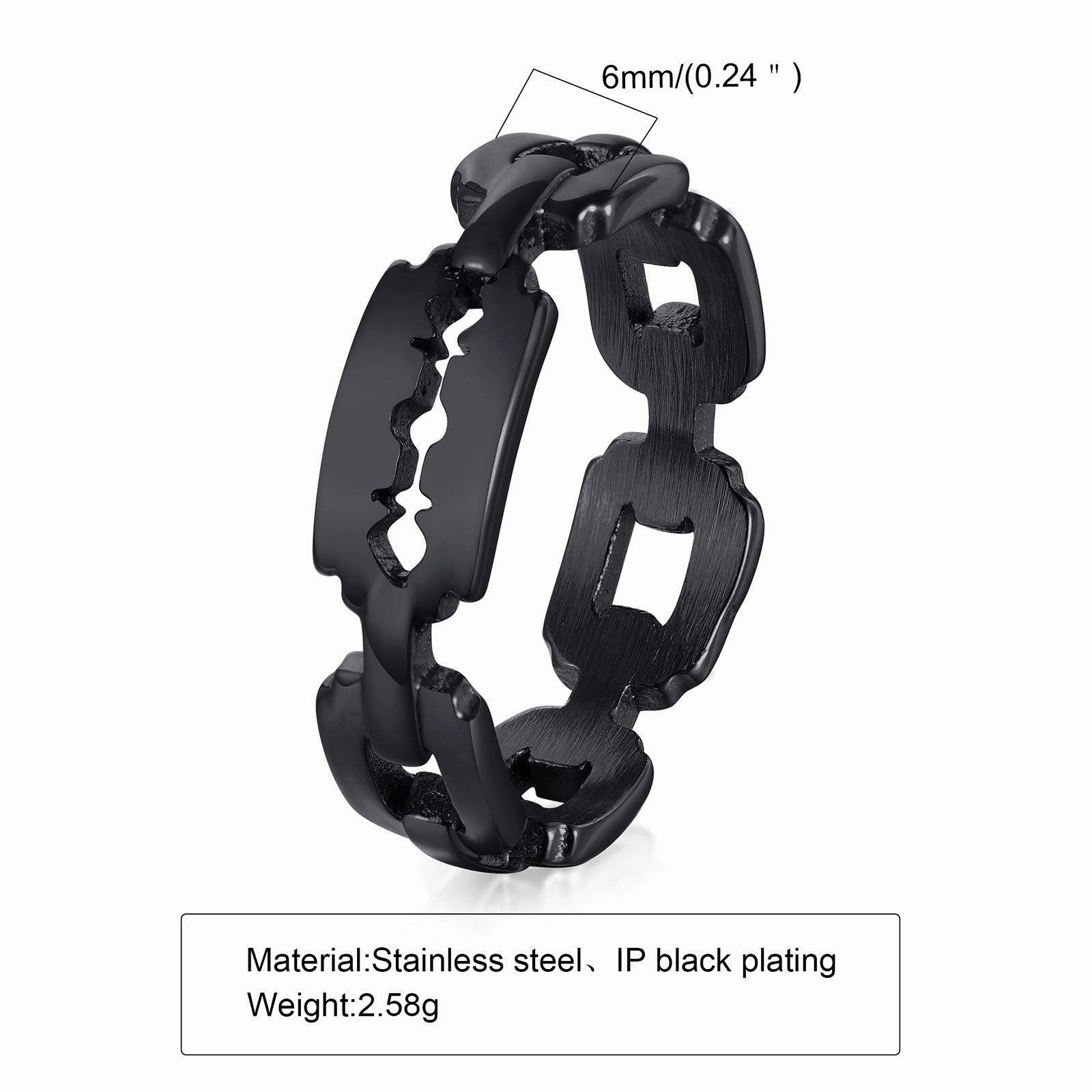 European And American Trendy Black Blade Titanium Steel Ring
