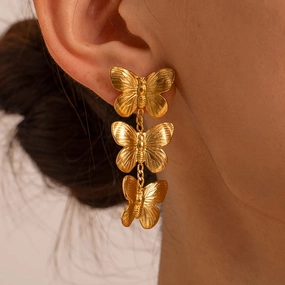 Exquisite Stainless Steel Butterfly Stud Earring 