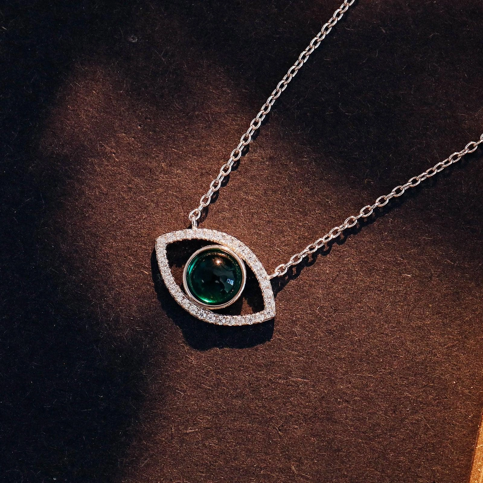 Eye Pendant Emerald Necklace Female 