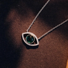 Eye Pendant Emerald Necklace Female 