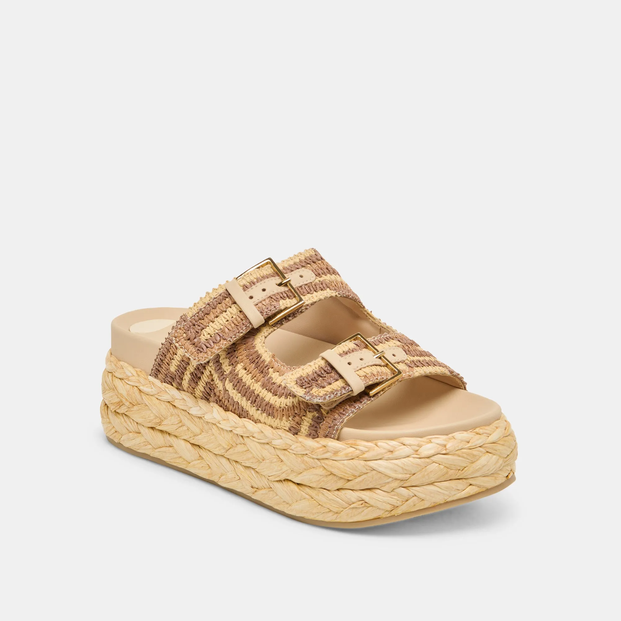 FALYN SANDALETTEN BRAUN NATUR GEFLOCHTENE RAFFIA