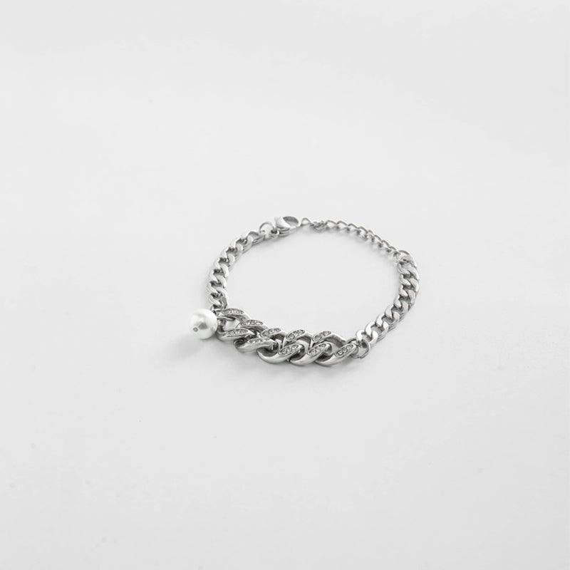 Fashion Cuban Pearl Splice Street Versatile Jewelry Bracelet