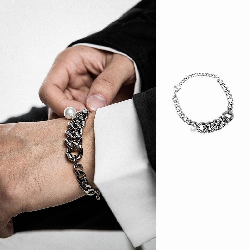 Fashion Cuban Pearl Splice Street Versatile Jewelry Bracelet