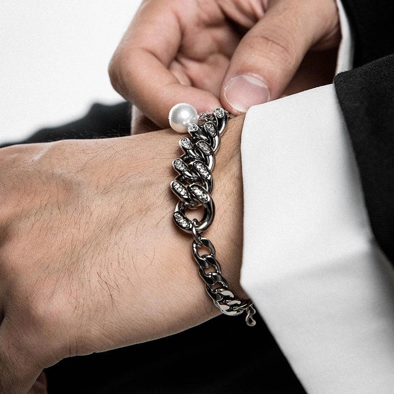 Fashion Cuban Pearl Splice Street Versatile Jewelry Bracelet