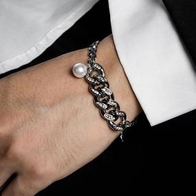 Fashion Cuban Pearl Splice Street Versatile Jewelry Bracelet 