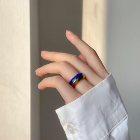 Fashion Dark Blue Titanium Steel Ring 