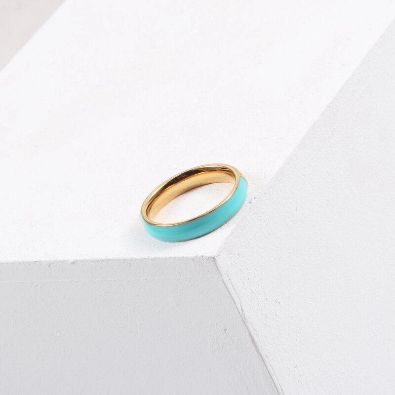 Fashion Dark Blue Titanium Steel Ring