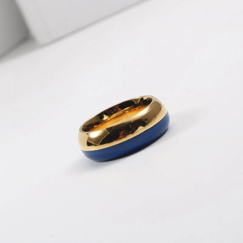 Fashion Dark Blue Titanium Steel Ring