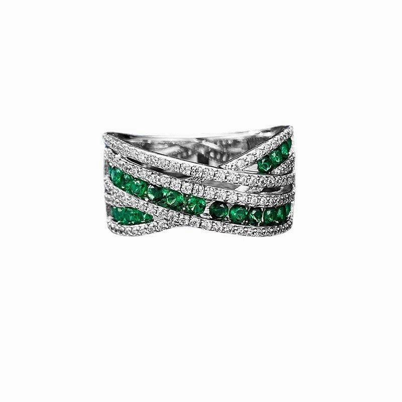 Fashion Emerald Row Love Interwoven Ring