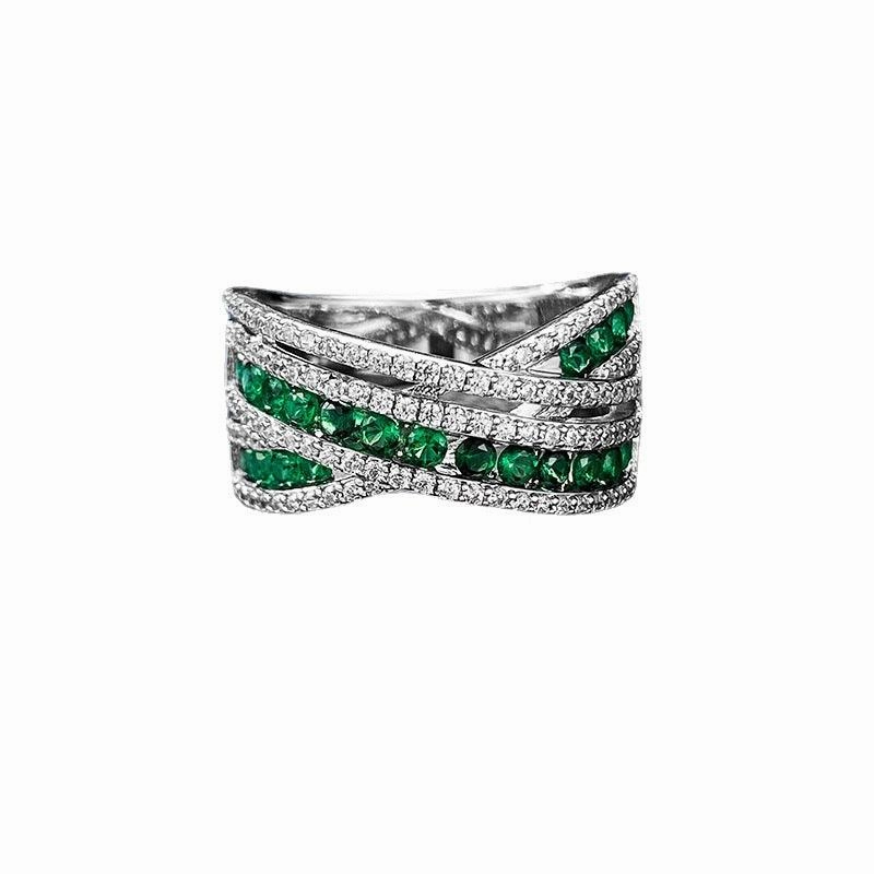 Fashion Emerald Row Love Interwoven Ring