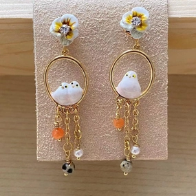 Fashion Lovely  Bird Pearl Gem Earrings 