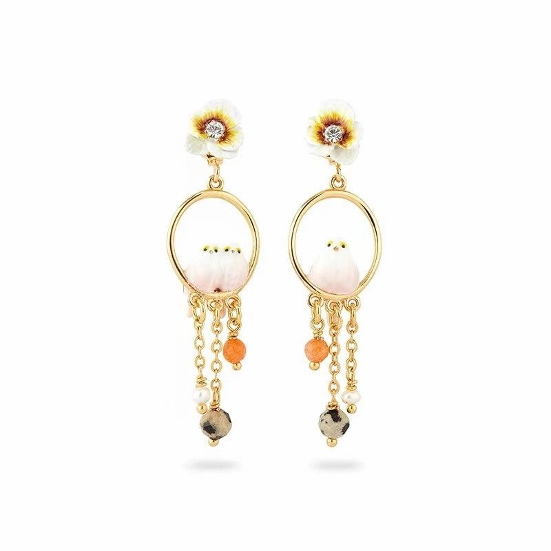 Fashion Lovely  Bird Pearl Gem Earrings