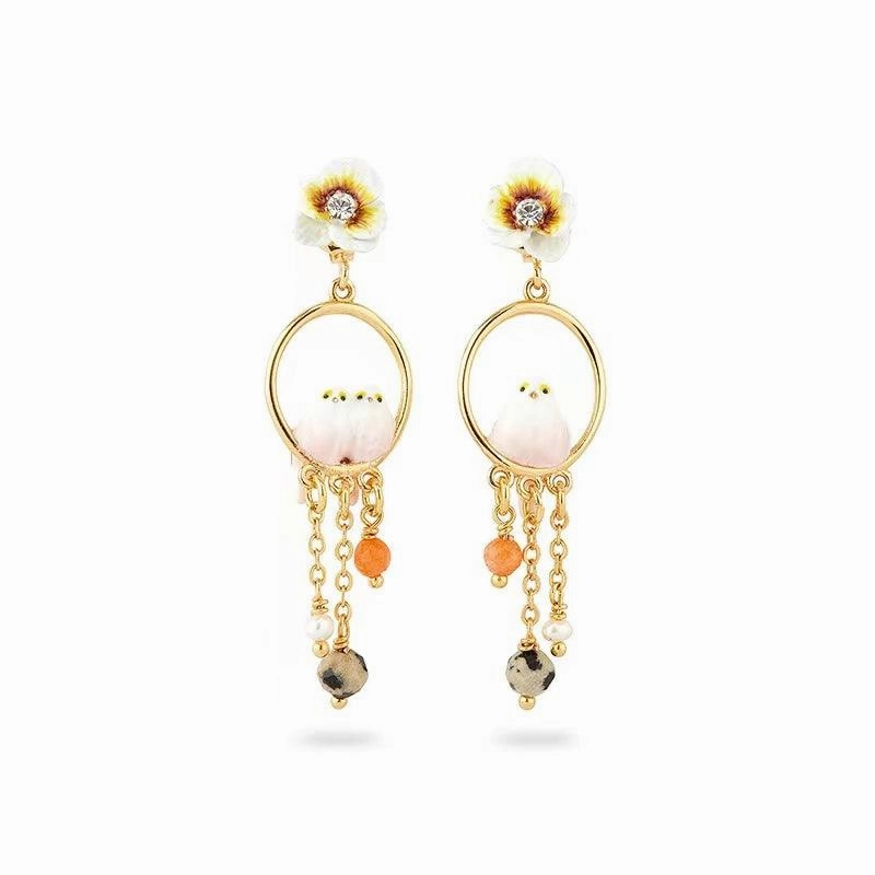 Fashion Lovely  Bird Pearl Gem Earrings