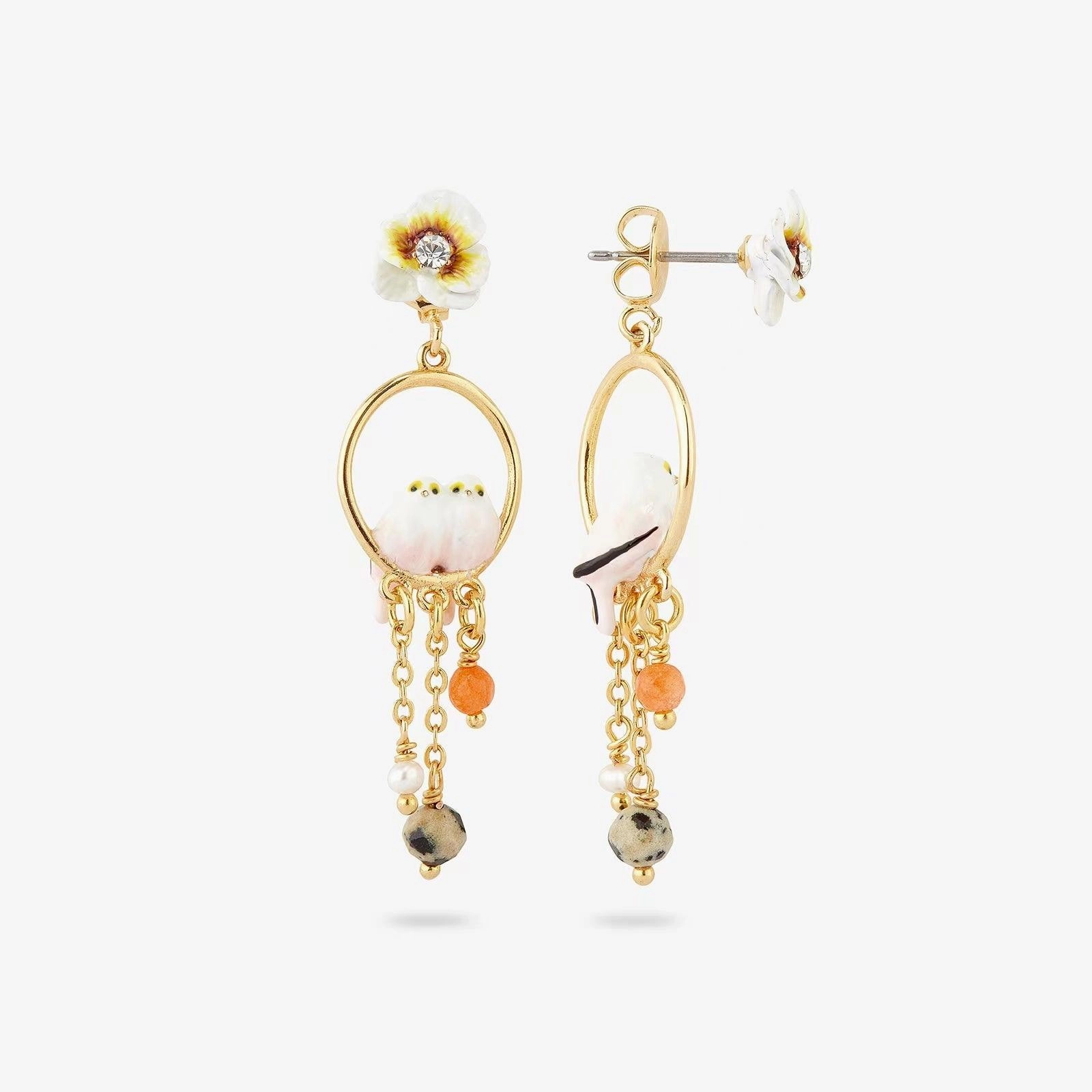 Fashion Lovely  Bird Pearl Gem Earrings