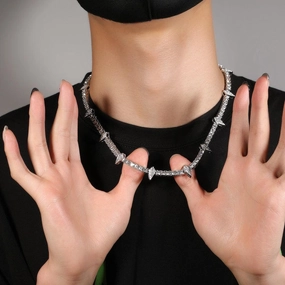 Fashion Men's Minority Design Sense Zircon Necklace Fashion Accessories 
