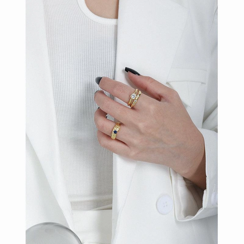 Fashion Micro Set Zircon Texture Ring