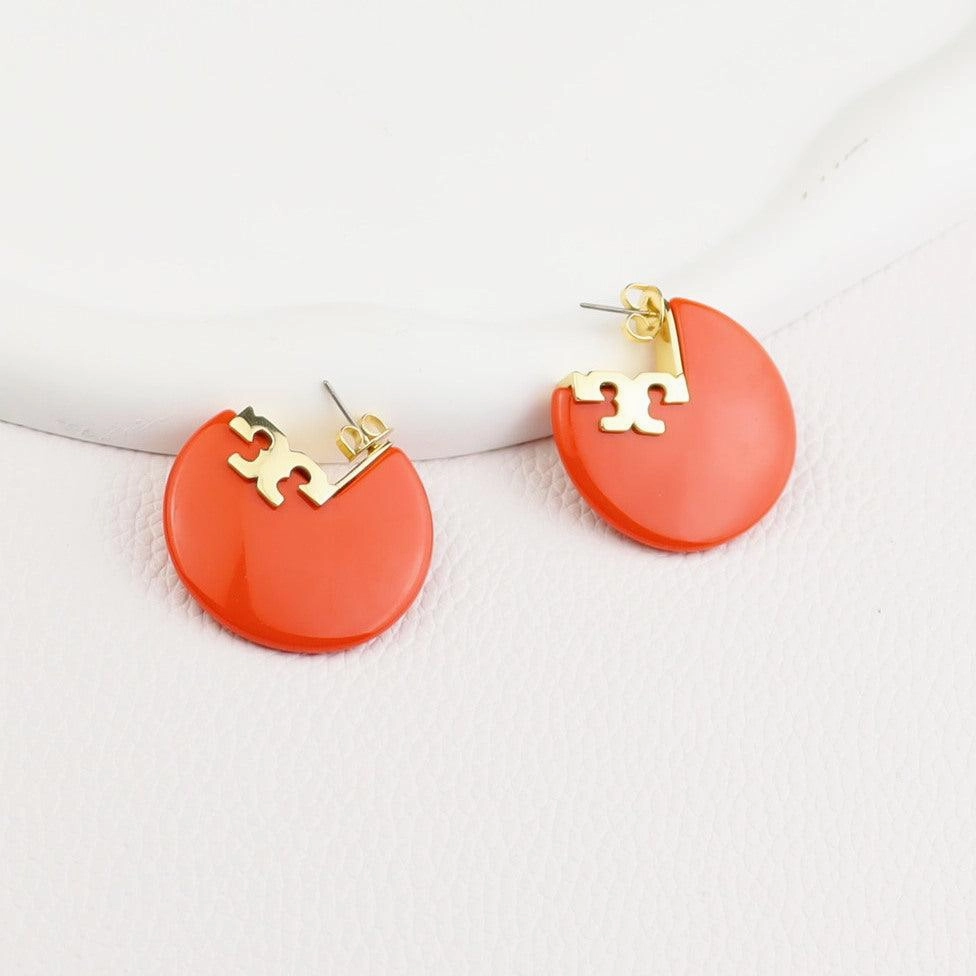 Fashion Resin Semicircle Irregular Letter Earrings