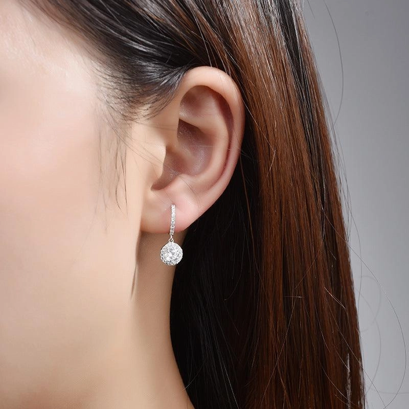 Fashion Sterling Silver Earrings Electroplated Round