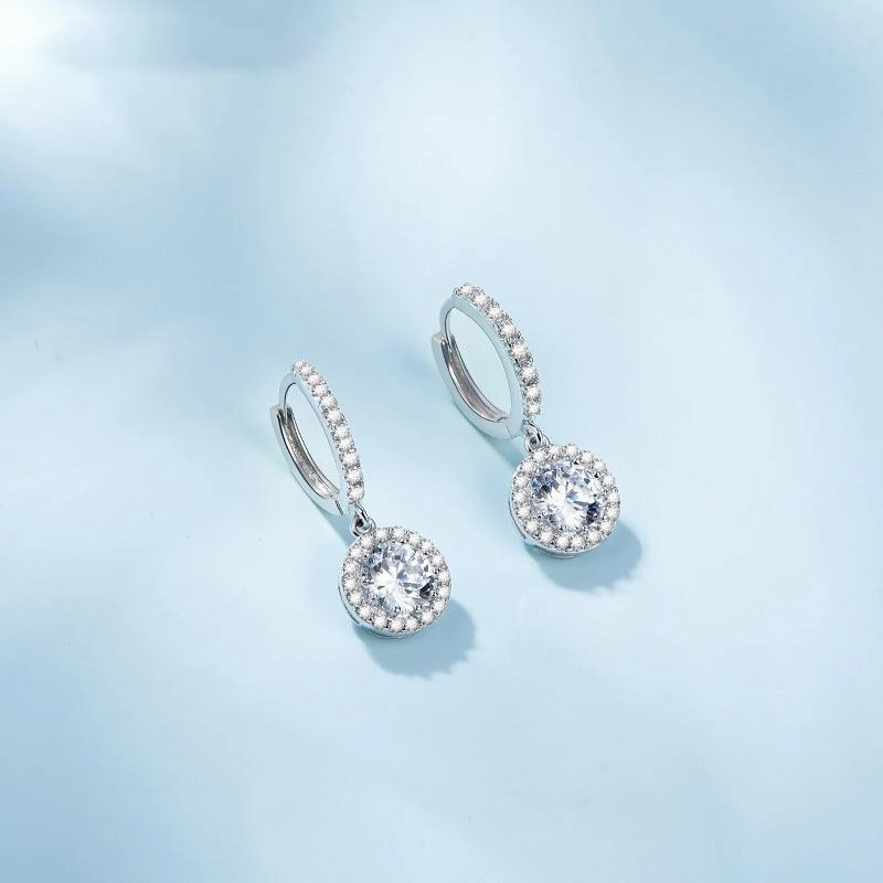 Fashion Sterling Silver Earrings Electroplated Round