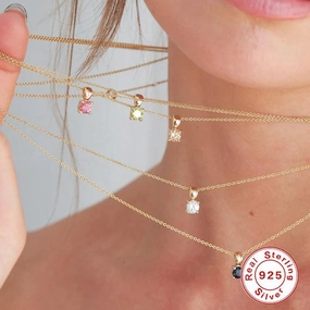 Fashion Sterling Silver Simple Personality Month Necklace 