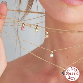Fashion Sterling Silver Simple Personality Month Necklace 