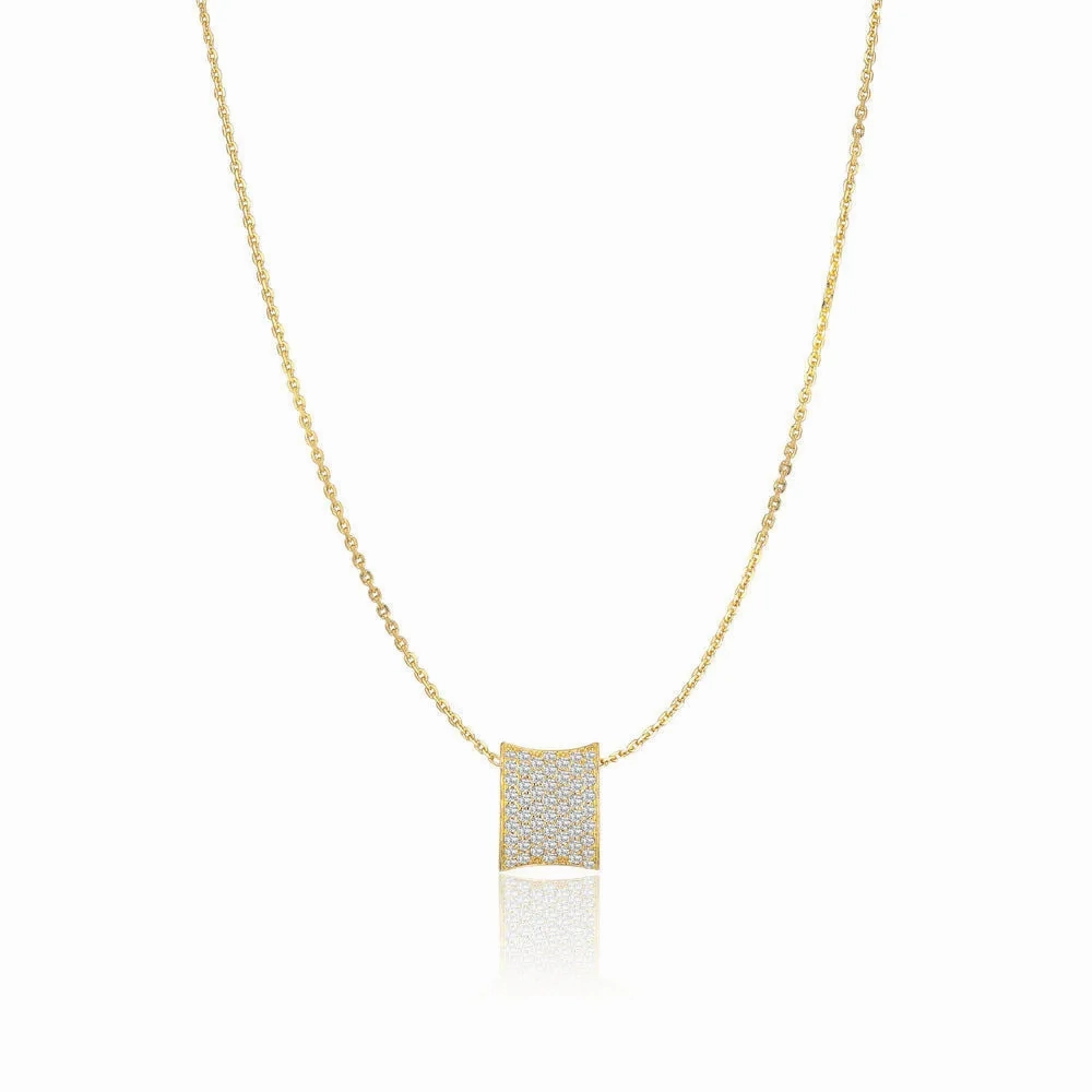 Felline Concavo 18K Gold Plated Necklace w. Zirconias