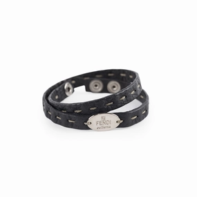 Fendi Leather Selleria Bracelet Black hand-chain-bracelet  