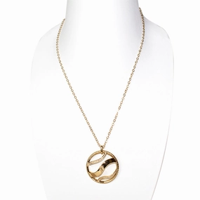 Ferre Milano Accessory Necklace Ip Gold Long Chain Round Pendant With Stone fashion-jewelry  