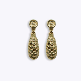 Ferre Milano Earring Ip Gold Coated With Green Stone 