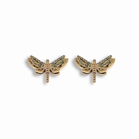 Ferre Milano Earrings Full Ip Rosegold Coated With Stone/ Butterfly Design 