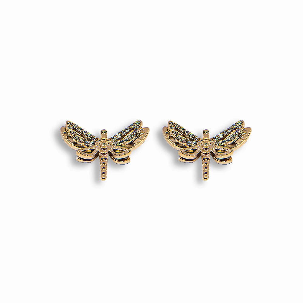 Ferre Milano Earrings Full Ip Rosegold Coated With Stone/ Butterfly Design 