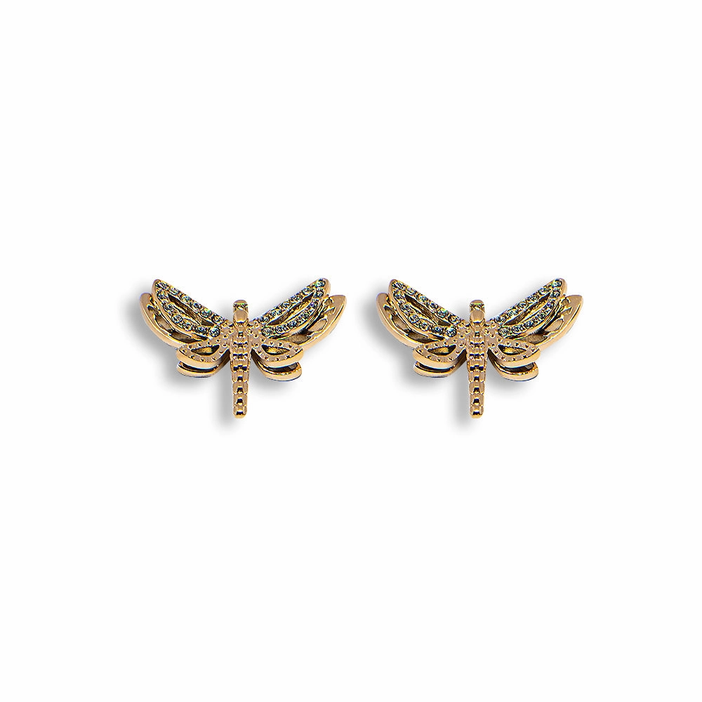 Ferre Milano Earrings Full Ip Rosegold Coated With Stone/ Butterfly Design 