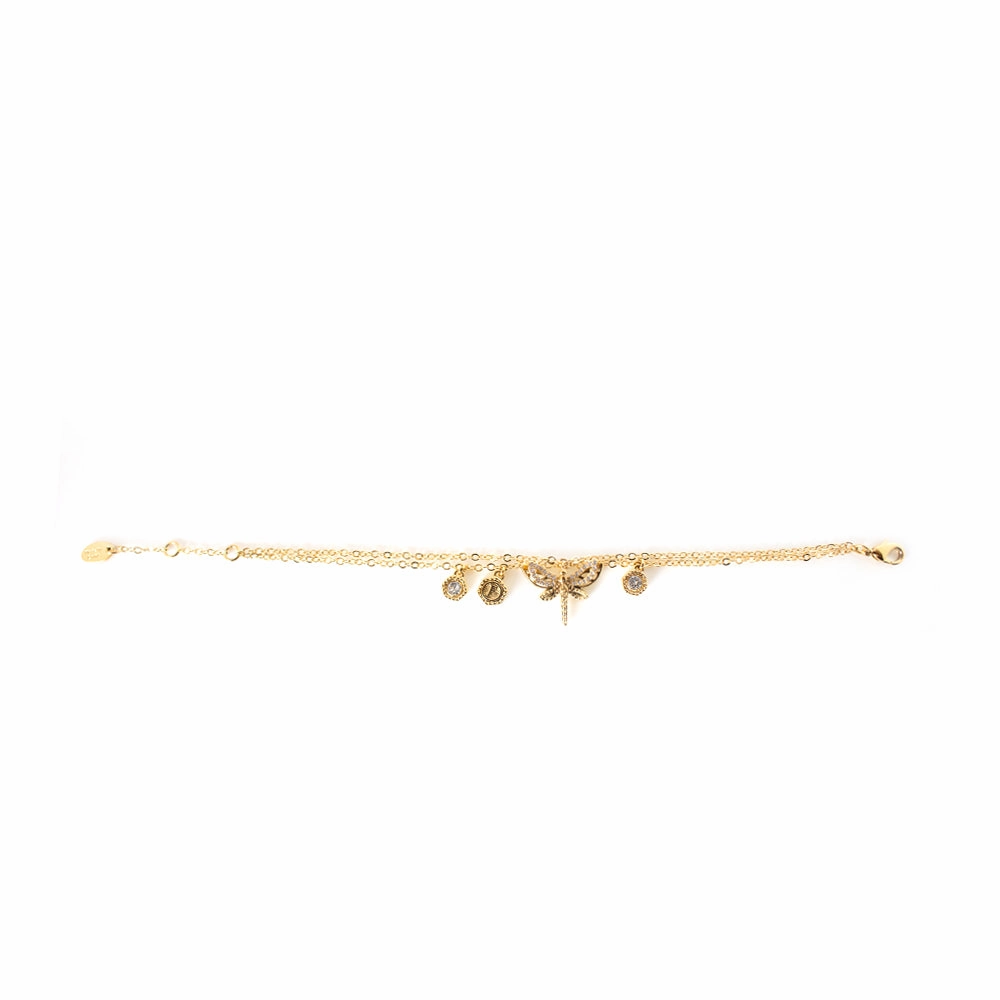 Ferre Milano Earrings Ip Gold With Stone Butterfly Design