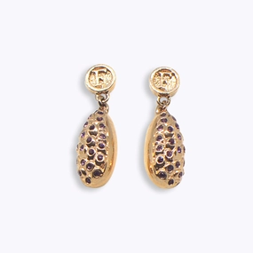 Ferre Milano Earrings Ip Rose Gold With Purple Stone 