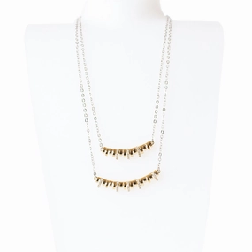 Ferre Milano Necklace Silver Color & Ip Gold With Stone fashion-jewelry  