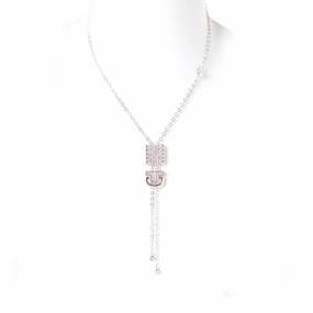 Ferre Milano Necklace Silver Color With Stone fashion-jewelry  